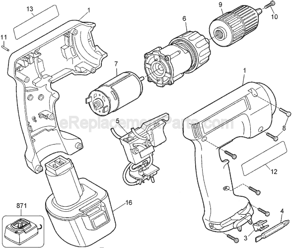 Page A Diagram and Parts List for PS320 Type 2 Black and Decker Cordless Drill